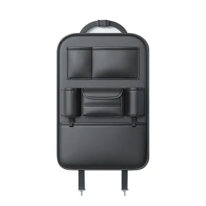 SEAMETAL All in one Car Seat Back Storage Bag Upgraded 6-Pocket Car Organizer with Hook Tissue Holder Anti Kick Pad Cup Holder 7
