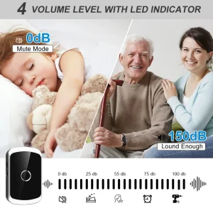 Smart Wireless Doorbell Door Chime Kit No Socket Required 300M/984 FT Remote 38 Songs Melodies Sound Home Door Bell Battery Type 3