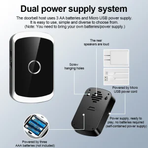 Smart Wireless Doorbell Door Chime Kit No Socket Required 300M/984 FT Remote 38 Songs Melodies Sound Home Door Bell Battery Type 2