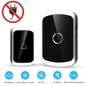 Smart Wireless Doorbell Door Chime Kit No Socket Required 300M/984 FT Remote 38 Songs Melodies Sound Home Door Bell Battery Type 1