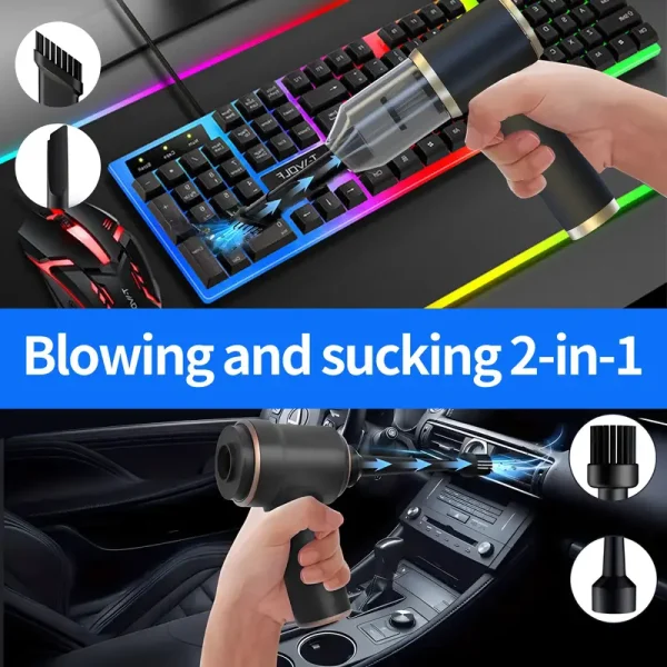 3-in-1 Portable Wireless Rechargeable Handheld Car Vacuum Cleaner - Image 2