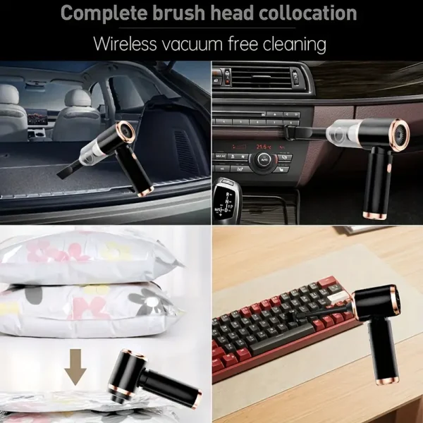 3-in-1 Portable Wireless Rechargeable Handheld Car Vacuum Cleaner - Image 3