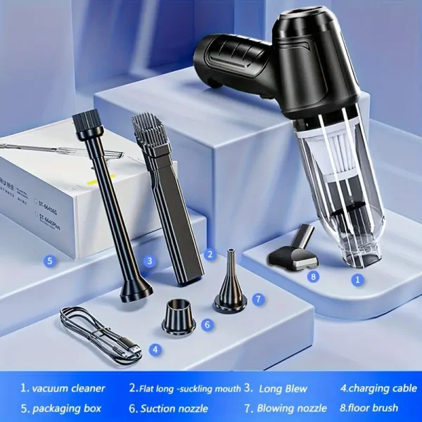 3-in-1 Portable Wireless Rechargeable Handheld Car Vacuum Cleaner - Image 7