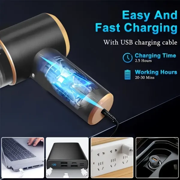 3-in-1 Portable Wireless Rechargeable Handheld Car Vacuum Cleaner - Image 9