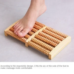 Wooden 6 Row Foot Massager Pain Stress Relief Shiatsu Roller Foot Care Massager Roller Heath Therapy Relax Massage Massager Tool 3