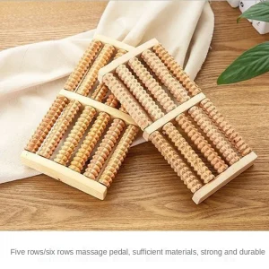 Wooden 6 Row Foot Massager Pain Stress Relief Shiatsu Roller Foot Care Massager Roller Heath Therapy Relax Massage Massager Tool 4