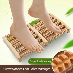 Wooden 6 Row Foot Massager Pain Stress Relief Shiatsu Roller Foot Care Massager Roller Heath Therapy Relax Massage Massager Tool 2