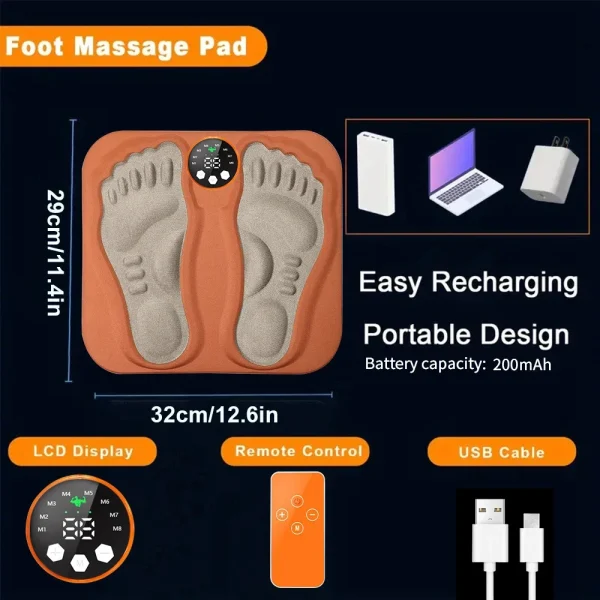 3D Smart Foot Massage Pad RF Remote Feet Massager 8 Modes 29 LevelsImprove Blood Circulation Relax Muscles Slim Legs Foot Pad 4